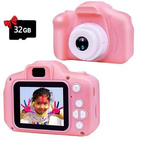 كاميرا بلوتي للأطفال مع بطاقة TF سعة 32 جيجابايت، كاميرا فيديو رقمية مطورة للأولاد والبنات من سن 3 إلى 12 عامًا، كاميرا رقمية للأطفال، تأثيرات تصوير متعددة، هدايا مثالية لأعياد الميلاد والكريسماس ورأس السنة الجديدة (وردي) in Kuwait