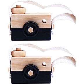 ibasenice 2pcs Development with Funny Simulation Camera Favor Toy Outdoor Educational Multi-Functional Portable Photo Children Intellectual Toys Wooden Small Wood Kids Strap Props