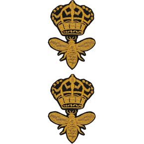 BOHAQA 2 قطعة رقعة حديد على شكل ملكة النحل مقاس 3.35 بوصة - رقعات مطرزة على شكل تاج النحل - يمكن كيها/خياطتها in Kuwait