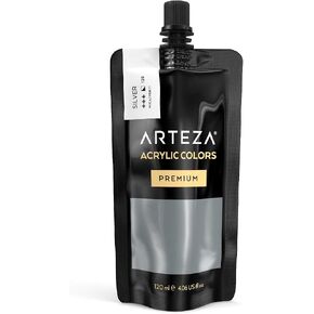 ARTEZA Acrylic Paint, Mars Black Color, (120 ml Pouch, Tube), Rich Pigment, Non Fading, Non Toxic, Single Color Paint for Artists & Hobby Painters in Kuwait