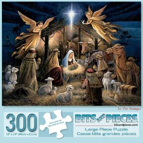 Bits and Pieces - 300 Piece Jigsaw Puzzle for Adults 18" X 24" - in The Manger - 300 pc Religious Jigsaws by Artist Ruane Manning in Kuwait