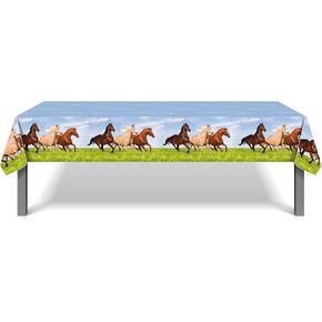 غطاء طاولة سباق الخيل LJCL - 3 عبوات من أغطية طاولات الخيول مقاس 54 × 87 بوصة، أغطية طاولات لحفلات الخيل وأغطية طاولات لحفلات الخيل للحصان البري وأعياد الميلاد/ديكورات سباقات ديربي كنتاكي...