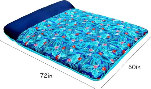 عوامة حمام السباحة كبيرة الحجم من FindUWill ، 1-2 شخص، 182 سم × 152.4 سم مغطاة بنسيج عملاق يطفو على سطح المسبح مقاس الكبار، حصيرة عائمة قابلة للنفخ مع مسند للرأس لراحة فائقة في الصيف in Kuwait