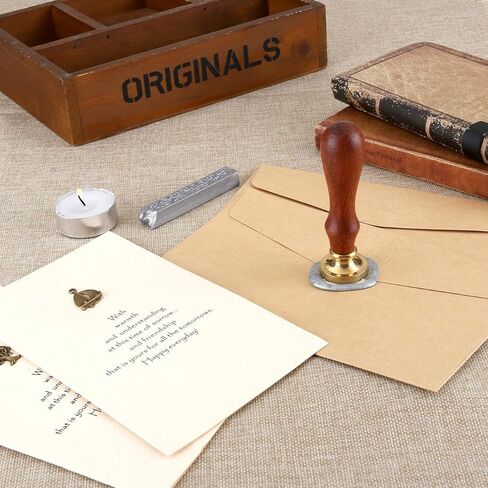 Mornajina ختم الشمع ختم، خمر روزماري النباتية النحاس رئيس مقبض خشبي ختم ختم قابل للإزالة in Kuwait