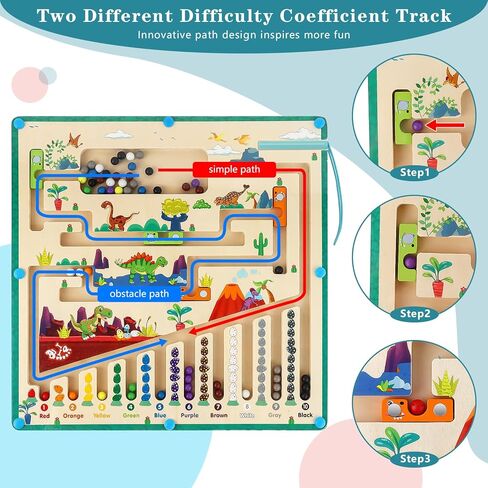 لعبة المتاهة المغناطيسية والأرقام من UQM، ألعاب مونتيسوري الخشبية للأطفال الصغار، ألعاب تعليمية لفرز الألوان والعد المطابقة للأطفال في مرحلة ما قبل المدرسة والأولاد والبنات من عمر 3 إلى 4 5 سنوات in Kuwait