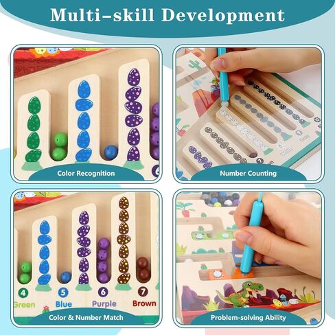 لعبة المتاهة المغناطيسية والأرقام من UQM، ألعاب مونتيسوري الخشبية للأطفال الصغار، ألعاب تعليمية لفرز الألوان والعد المطابقة للأطفال في مرحلة ما قبل المدرسة والأولاد والبنات من عمر 3 إلى 4 5 سنوات in Kuwait