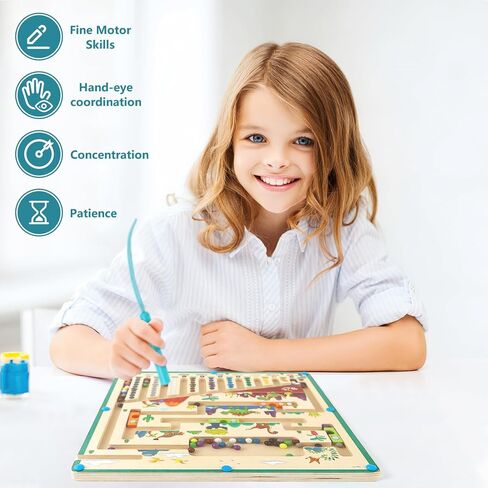 لعبة المتاهة المغناطيسية والأرقام من UQM، ألعاب مونتيسوري الخشبية للأطفال الصغار، ألعاب تعليمية لفرز الألوان والعد المطابقة للأطفال في مرحلة ما قبل المدرسة والأولاد والبنات من عمر 3 إلى 4 5 سنوات in Kuwait