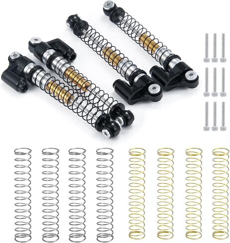 4Pcs Aluminum Alloy RC Shock 48mm Ajustable Shocks Absorber Dampers for 1/24 RC Crawler Car SCX24 Shocks 48mm Upgrades Accessories, Black and Red in Kuwait