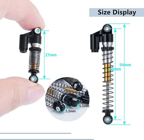 4Pcs Aluminum Alloy RC Shock 48mm Ajustable Shocks Absorber Dampers for 1/24 RC Crawler Car SCX24 Shocks 48mm Upgrades Accessories, Black and Red in Kuwait