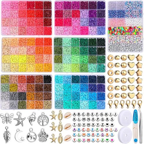 مجموعة خرز الطين 144 لونًا من Zlulary، خرز الطين للأساور، مجموعة صنع الأساور مع خرز الحروف، سلسلة سوار مرنة، المعلقات، خرز الطين لصنع الأساور in Kuwait