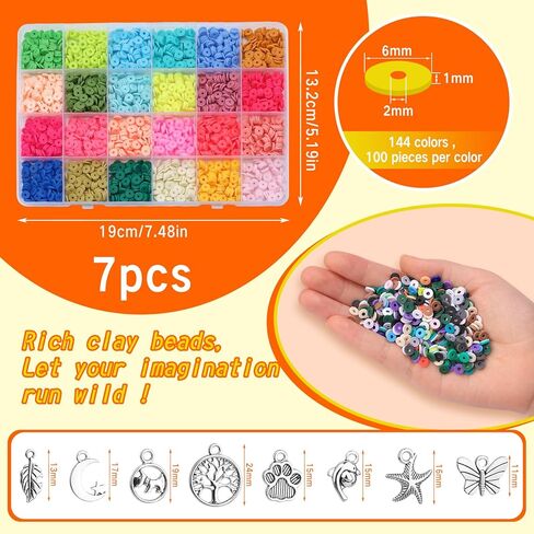 مجموعة خرز الطين 144 لونًا من Zlulary، خرز الطين للأساور، مجموعة صنع الأساور مع خرز الحروف، سلسلة سوار مرنة، المعلقات، خرز الطين لصنع الأساور in Kuwait