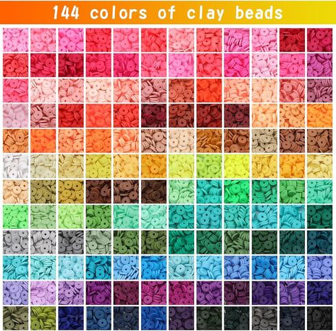 مجموعة خرز الطين 144 لونًا من Zlulary، خرز الطين للأساور، مجموعة صنع الأساور مع خرز الحروف، سلسلة سوار مرنة، المعلقات، خرز الطين لصنع الأساور in Kuwait