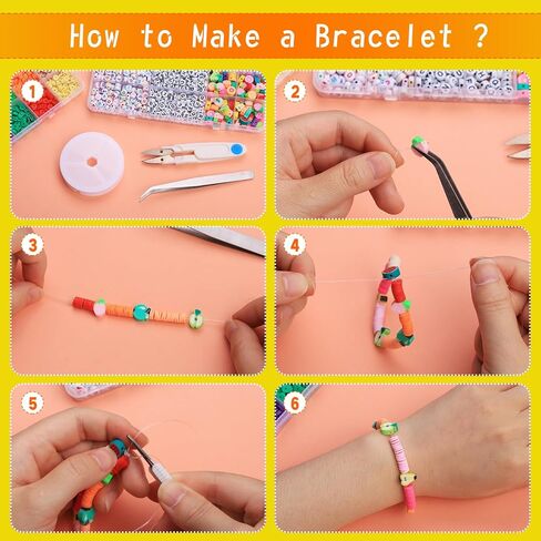 مجموعة خرز الطين 144 لونًا من Zlulary، خرز الطين للأساور، مجموعة صنع الأساور مع خرز الحروف، سلسلة سوار مرنة، المعلقات، خرز الطين لصنع الأساور in Kuwait