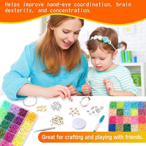 مجموعة خرز الطين 144 لونًا من Zlulary، خرز الطين للأساور، مجموعة صنع الأساور مع خرز الحروف، سلسلة سوار مرنة، المعلقات، خرز الطين لصنع الأساور in Kuwait