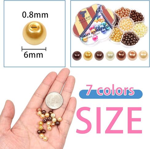 TOAOB 350pcs Glass Pearl Beads 6mm Mixed Colors Craft Pearl Beads with Holes Round Imitation Pearls Loose Spacer Beading Supplies for DIY Jewelry Making Necklaces Bracelets Earrings in Saudi Arabia
