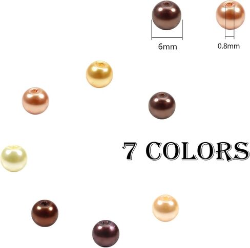 TOAOB 350pcs Glass Pearl Beads 6mm Mixed Colors Craft Pearl Beads with Holes Round Imitation Pearls Loose Spacer Beading Supplies for DIY Jewelry Making Necklaces Bracelets Earrings in Saudi Arabia