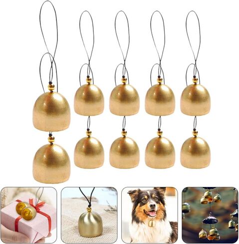 10 قطع من أجراس عيد الميلاد الصغيرة من NUOBESTY جرس جلجل عتيق من النحاس الذهبي لتزيين الكريسماس بنفسك in Kuwait