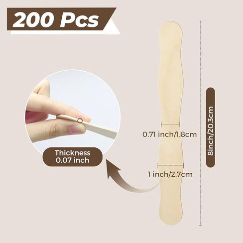 200 قطعة من أعواد الحرف الخشبية مقاس 8 بوصات من Fansunta، مقبض مروحة خشبية، خافض لسان خشبي، أعواد مصاصة كبيرة للحرف اليدوية، تزيين DIY، خلط الأصباغ in Kuwait