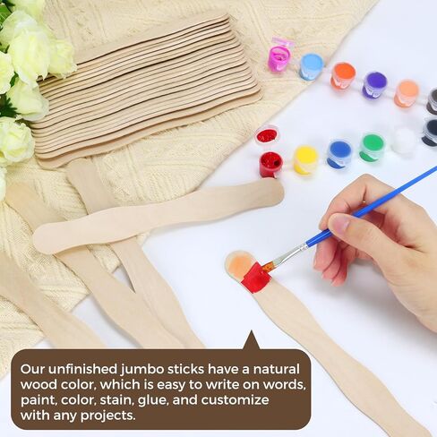 200 قطعة من أعواد الحرف الخشبية مقاس 8 بوصات من Fansunta، مقبض مروحة خشبية، خافض لسان خشبي، أعواد مصاصة كبيرة للحرف اليدوية، تزيين DIY، خلط الأصباغ in Kuwait