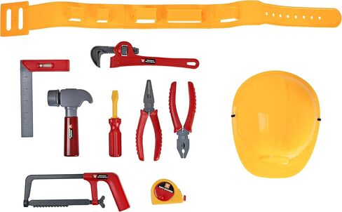 لعبة أدوات للأطفال - مجموعة أحزمة أدوات للأطفال مع قبعة صلبة، شريط قياس وأدوات يدوية لعبة in Kuwait