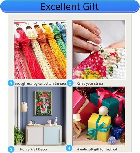 GAGMKXN 2 حزم عبر الابره مجموعات، عد مختومة عبر الابره مجموعات للبالغين المبتدئين، جنوم عباد الشمس مجموعة كاملة DIY التطريز التطريز مجموعات التطريز للجدار المنزل، 12 "× 16" in Kuwait