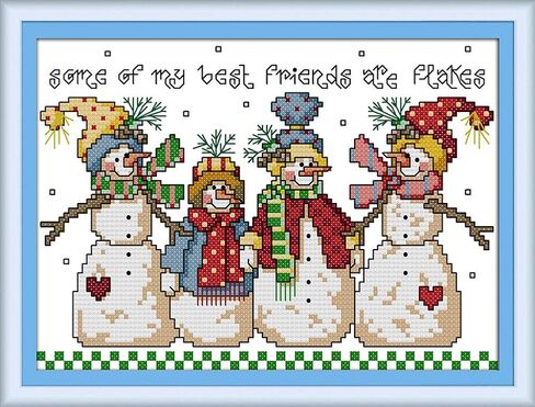 Cross Stitch Kits, Awesocrafts Snowman Easy Patterns Cross Stitching Embroidery Kit Supplies Christmas, Stamped or Counted (Snowman, Counted) in Saudi Arabia