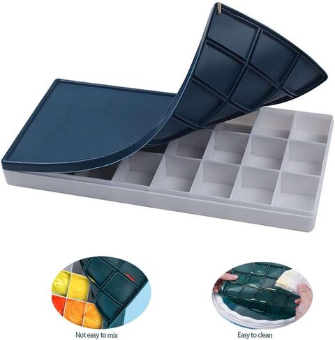 Aliotech 24 Compartments Plastic Paint Palette Paint Tray with Soft Lid for Watercolors Gouache Acrylic and Oil Paint in Saudi Arabia