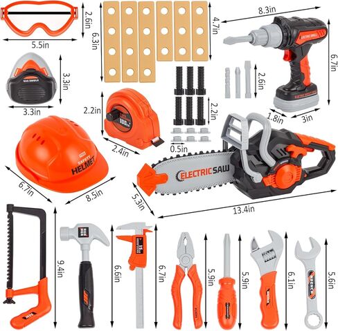 مجموعة أدوات الأطفال، 35 قطعة مجموعة أدوات للأطفال الصغار مع منشار كهربائي ومثقاب ألعاب، ألعاب تظاهر للأطفال، أدوات ألعاب للأطفال من سن 3 4 5 6 7 8 سنوات، ألعاب للأولاد in Kuwait