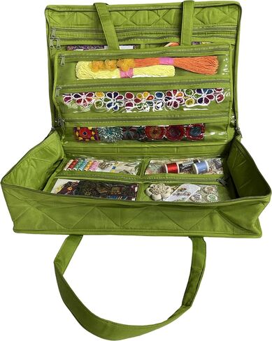 حقيبة Yazzii Carry All Organizer - حقيبة تخزين حرفية فائقة مع 20 جيبًا لمستلزمات اللحف ومفاهيم الخياطة والتطريز والمزيد - أحمر in Kuwait