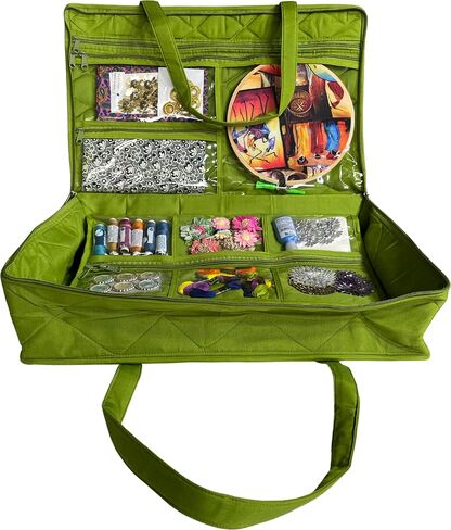 حقيبة Yazzii Carry All Organizer - حقيبة تخزين حرفية فائقة مع 20 جيبًا لمستلزمات اللحف ومفاهيم الخياطة والتطريز والمزيد - أحمر in Kuwait