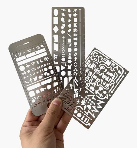 Wocst 3 in 1 Stainless Steel Drawing Painting Stencils Included Web UI/iOS Stencils for Scrapbooking, Card and Craft Projects in Kuwait
