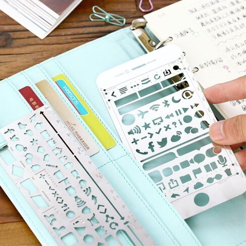 Wocst 3 in 1 Stainless Steel Drawing Painting Stencils Included Web UI/iOS Stencils for Scrapbooking, Card and Craft Projects in Kuwait