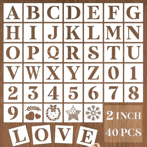 YEAJON 3 Inch Letter Stencils and Numbers, 40 Pcs Alphabet Drawing Templates, Reusable Plastic Art Craft Stencils for Painting on Wood, Wall, Fabric, Rock, Signage, Door Porch in Saudi Arabia