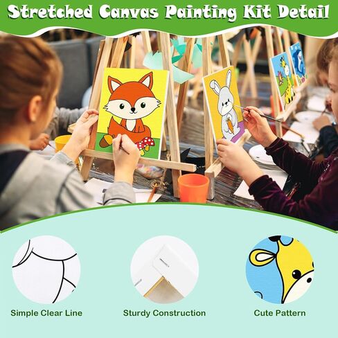 Anseal 12 Packs Pre Drawn Canvas to Paint, 5" X 7" Cute Animals Pre Printed Canvas for Painting, Pre Stretched Canvas Outline Painting Boards for Party Favor in Kuwait
