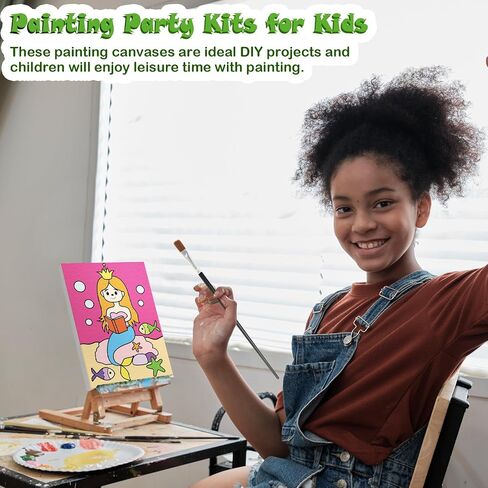 Anseal 12 Packs Pre Drawn Canvas to Paint, 5" X 7" Cute Animals Pre Printed Canvas for Painting, Pre Stretched Canvas Outline Painting Boards for Party Favor in Kuwait