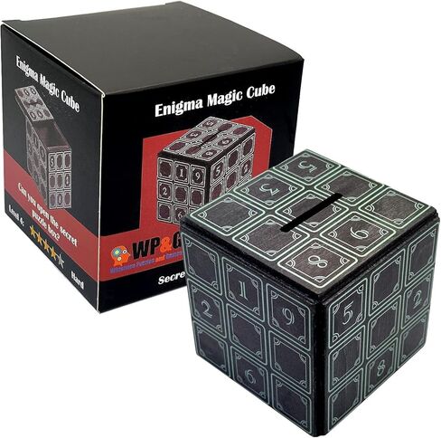 صندوق بازل مكعب انيجما السحري - حامل نقود وهدايا في قفل خدعة خشبي مع مساحة تخزين مخفية على شكل حصالة بيجي بانك لعبة تحفيز العقل in Kuwait