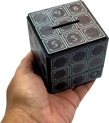 صندوق بازل مكعب انيجما السحري - حامل نقود وهدايا في قفل خدعة خشبي مع مساحة تخزين مخفية على شكل حصالة بيجي بانك لعبة تحفيز العقل in Kuwait