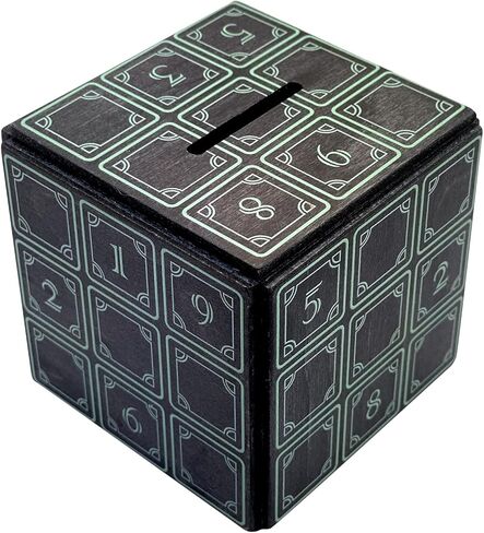 صندوق بازل مكعب انيجما السحري - حامل نقود وهدايا في قفل خدعة خشبي مع مساحة تخزين مخفية على شكل حصالة بيجي بانك لعبة تحفيز العقل in Kuwait