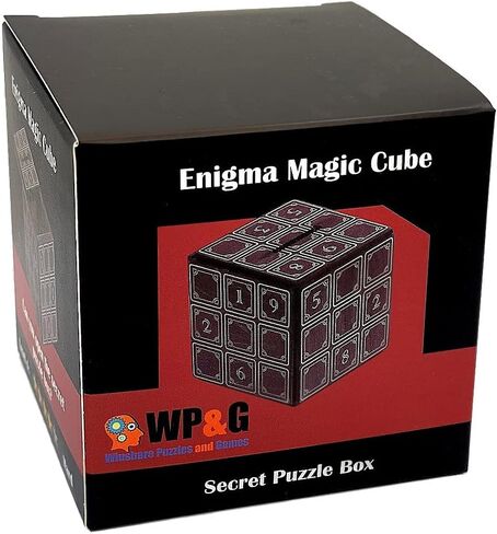 صندوق بازل مكعب انيجما السحري - حامل نقود وهدايا في قفل خدعة خشبي مع مساحة تخزين مخفية على شكل حصالة بيجي بانك لعبة تحفيز العقل in Kuwait