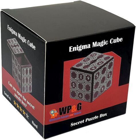 صندوق بازل مكعب انيجما السحري - حامل نقود وهدايا في قفل خدعة خشبي مع مساحة تخزين مخفية على شكل حصالة بيجي بانك لعبة تحفيز العقل in Kuwait