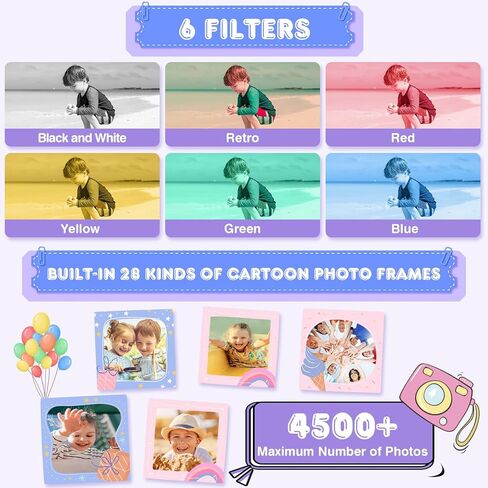 هدايا ألعاب الكاميرا للأطفال للفتيات من عمر 3-8 سنوات، هدايا كاميرا عيد الميلاد ومهرجان عيد الميلاد للفتيات والفتيان والأطفال، كاميرا فيديو رقمية للأطفال مع غطاء سيليكون ناعم، تتضمن بطاقة SD 32 جيجا in Kuwait