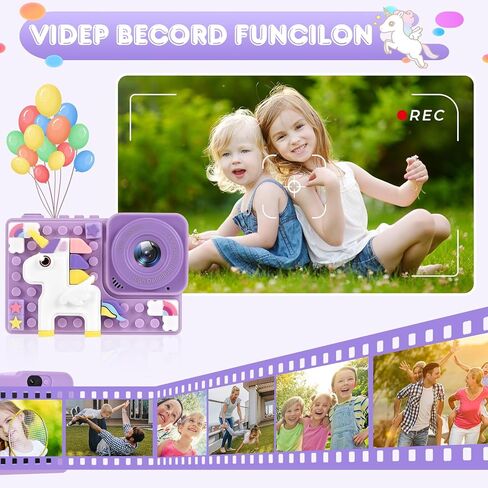 هدايا ألعاب الكاميرا للأطفال للفتيات من عمر 3-8 سنوات، هدايا كاميرا عيد الميلاد ومهرجان عيد الميلاد للفتيات والفتيان والأطفال، كاميرا فيديو رقمية للأطفال مع غطاء سيليكون ناعم، تتضمن بطاقة SD 32 جيجا in Kuwait