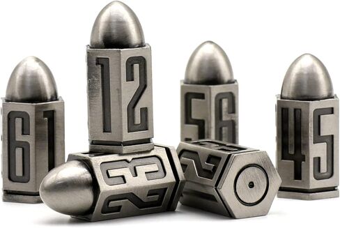 مجموعة النرد المعدنية الرصاصة لألعاب الطاولة، HNCCESG 6 نرد جوانب 6 قطع Warhammer D6 Dice DND Accessories D&D Gifts for RPG Dungeons and Dragons لعب الأدوار (برونزية) in Kuwait