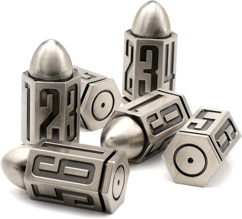 مجموعة النرد المعدنية الرصاصة لألعاب الطاولة، HNCCESG 6 نرد جوانب 6 قطع Warhammer D6 Dice DND Accessories D&D Gifts for RPG Dungeons and Dragons لعب الأدوار (برونزية) in Kuwait