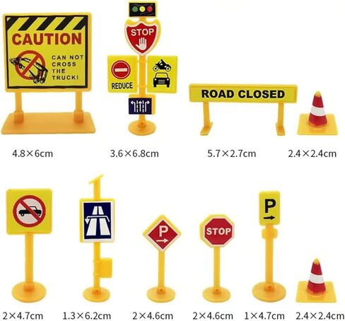 مجموعة تزيين الكيك 16 قطعة من New memo لتزيين الكيك - شاحنة حفار برج - رافعة كب كيك - قمة حركة المرور والطريق - لوازم حفلة عيد ميلاد سعيد - مستلزمات الحفلات للأطفال الأولاد in Kuwait
