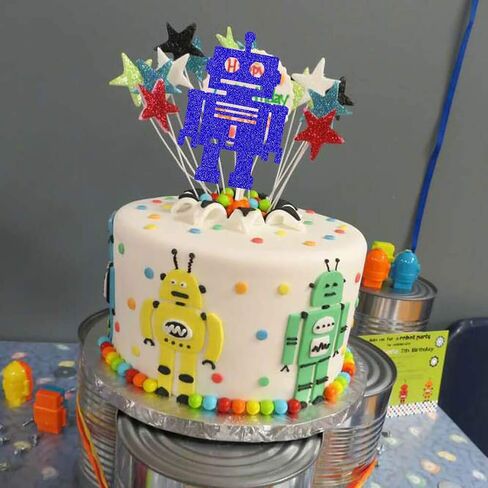 روبوت كيك توبر روبوت طفل دش كيك ديكور الروبوت / ميكانيكي / مجمعة بالكامل / تحت عنوان الفضاء الثاني الثاني تزيين لوازم كعكة حفل عيد الميلاد الأول in Kuwait