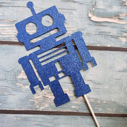 روبوت كيك توبر روبوت طفل دش كيك ديكور الروبوت / ميكانيكي / مجمعة بالكامل / تحت عنوان الفضاء الثاني الثاني تزيين لوازم كعكة حفل عيد الميلاد الأول in Kuwait