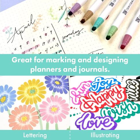 Kuretake CLEAN COLOR DOT Single Mild Smoky 6 colors set, Flexible dot tip marker, for Journals, Crafts, Illustration, Lettering, Planners, for Adult, Kids, Made in Japan in Kuwait