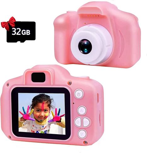 كاميرا بلوتي للأطفال مع بطاقة TF سعة 32 جيجابايت، كاميرا فيديو رقمية مطورة للأولاد والبنات من سن 3 إلى 12 عامًا، كاميرا رقمية للأطفال، تأثيرات تصوير متعددة، هدايا مثالية لأعياد الميلاد والكريسماس ورأس السنة الجديدة (وردي) in Kuwait