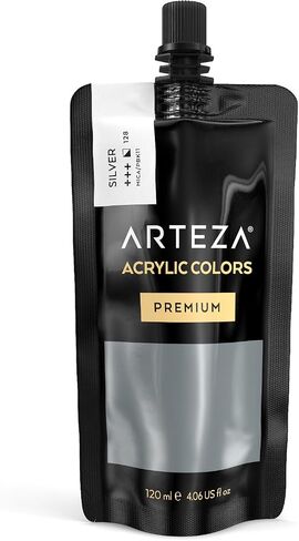 ARTEZA Acrylic Paint, Mars Black Color, (120 ml Pouch, Tube), Rich Pigment, Non Fading, Non Toxic, Single Color Paint for Artists & Hobby Painters in Kuwait